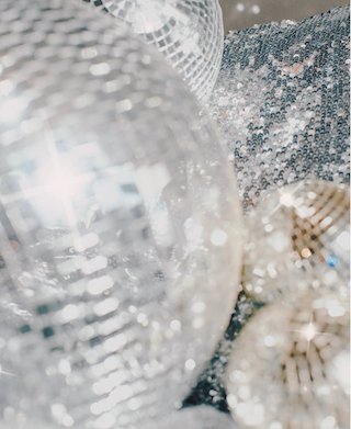 close up shot of multiple disco balls